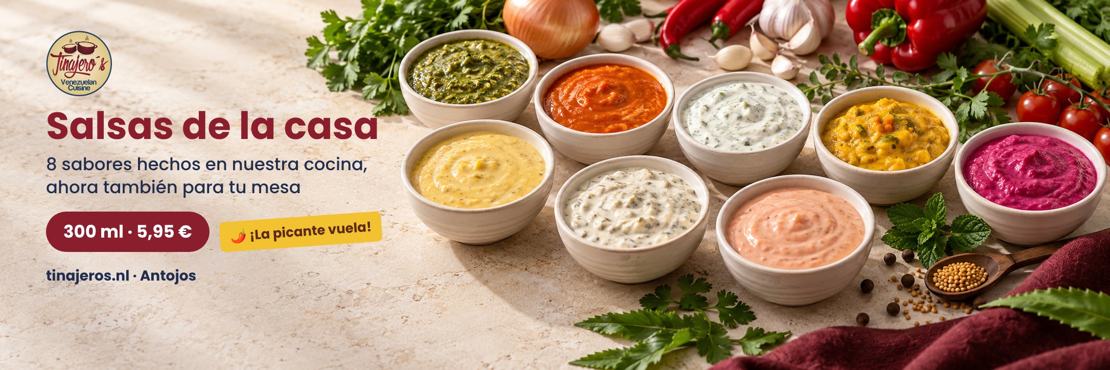 Salsas de la casa Tinajero's – 8 sabores, 300 ml, 5,95 €